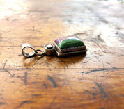 Vintage Silver Pendant, Sterling Silver, Vintage Jewelry, Green, Purple, Natural Stone, Red Gemstone, Garnet Jewelry, Vintage Necklace