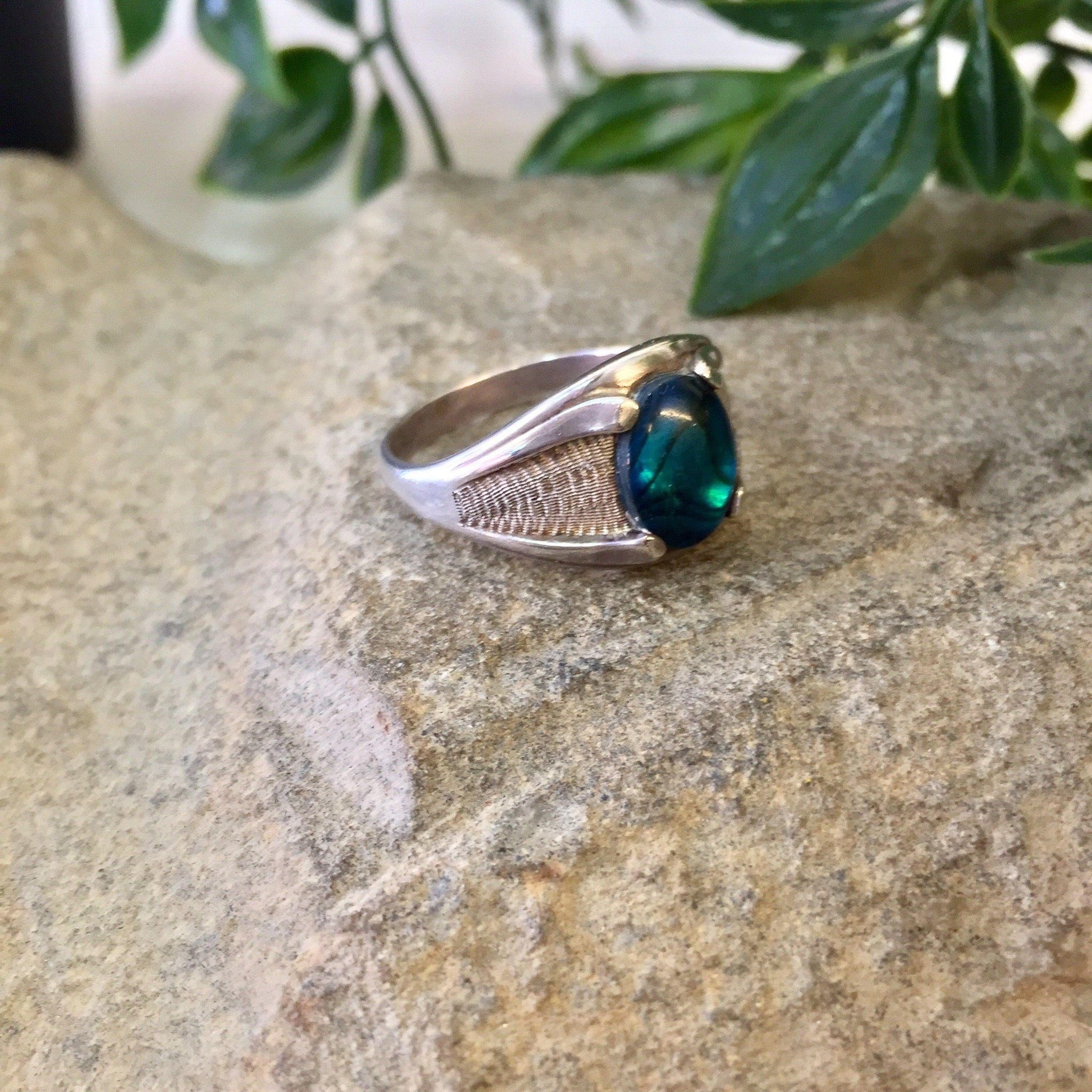 Vintage Silver Ring, Abalone Ring, Sterling Silver, Vintage Jewelry, Abalone Jewelry, 925, Mermaid, Free, Blue, Purple, Gift for Mom, Ring