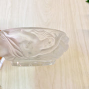 Vintage Glass Jewelry Box, Glass Box, Lidded Glass Box, Frosted Glass, Carved Glass, Naked Women, Art, Woman Figure, Catch All Dish,