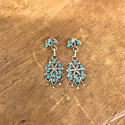 Vintage Silver Earrings, Sterling Silver, Turquoise Earrings, Turquoise Jewelry, Vintage Jewelry, Dangle Earrings, Beaded Earrings, Blue