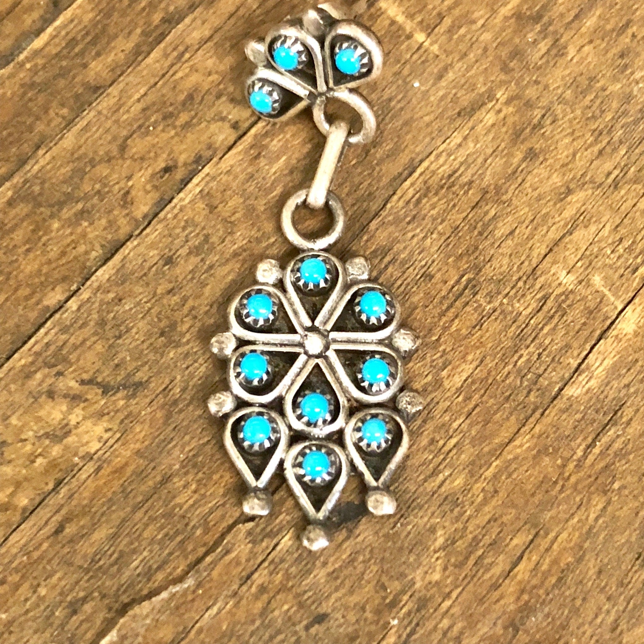 Vintage Silver Earrings, Sterling Silver, Turquoise Earrings, Turquoise Jewelry, Vintage Jewelry, Dangle Earrings, Beaded Earrings, Blue