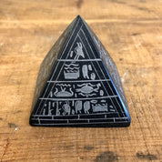 Black Carved Pyramid, Obsidian Pyramid, Lava Rock Pyramid, Carved Pyramid, Black Pyramid, Small Pyramid, Aztec, Egyptian, Vintage Home Decor
