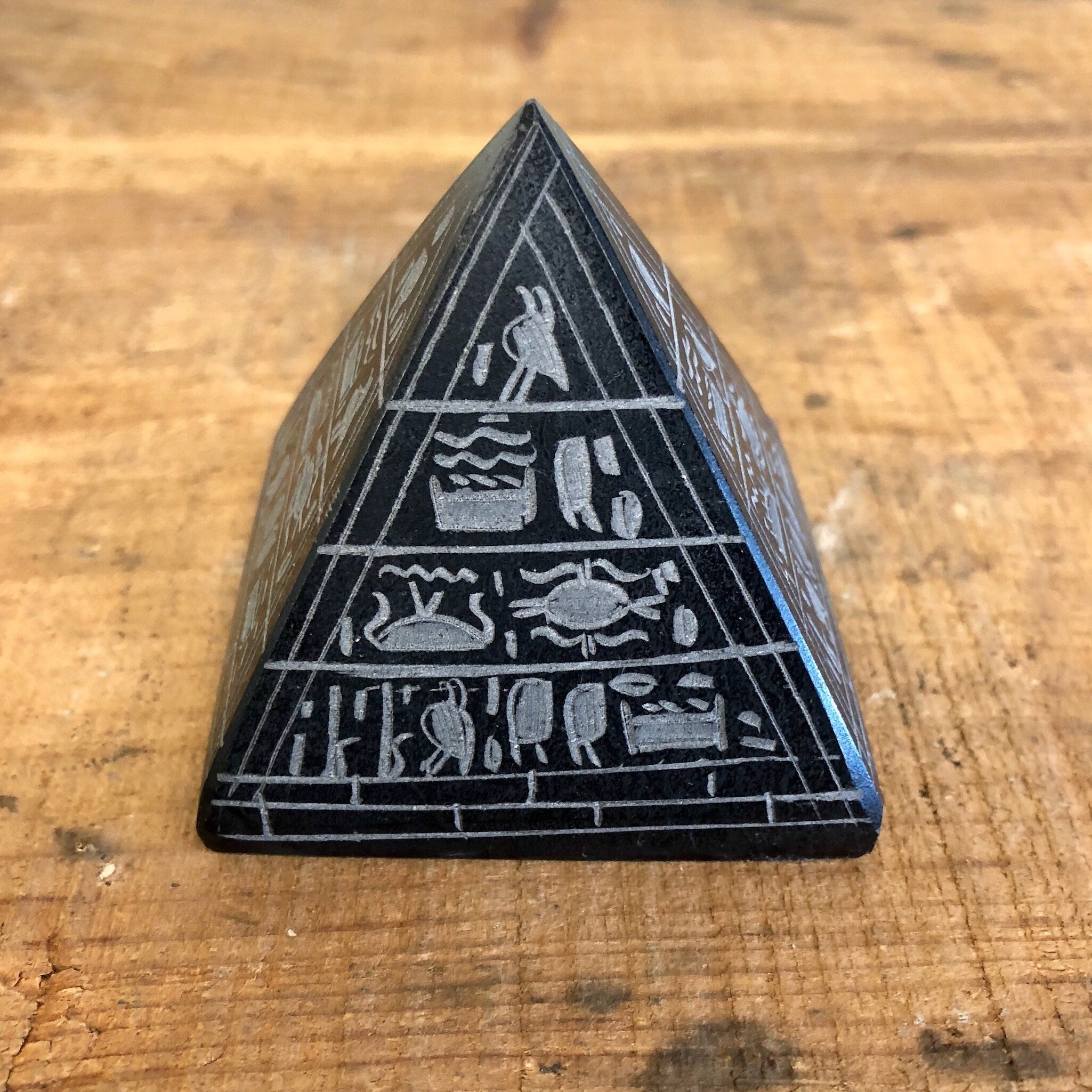 Black Carved Pyramid, Obsidian Pyramid, Lava Rock Pyramid, Carved Pyramid, Black Pyramid, Small Pyramid, Aztec, Egyptian, Vintage Home Decor