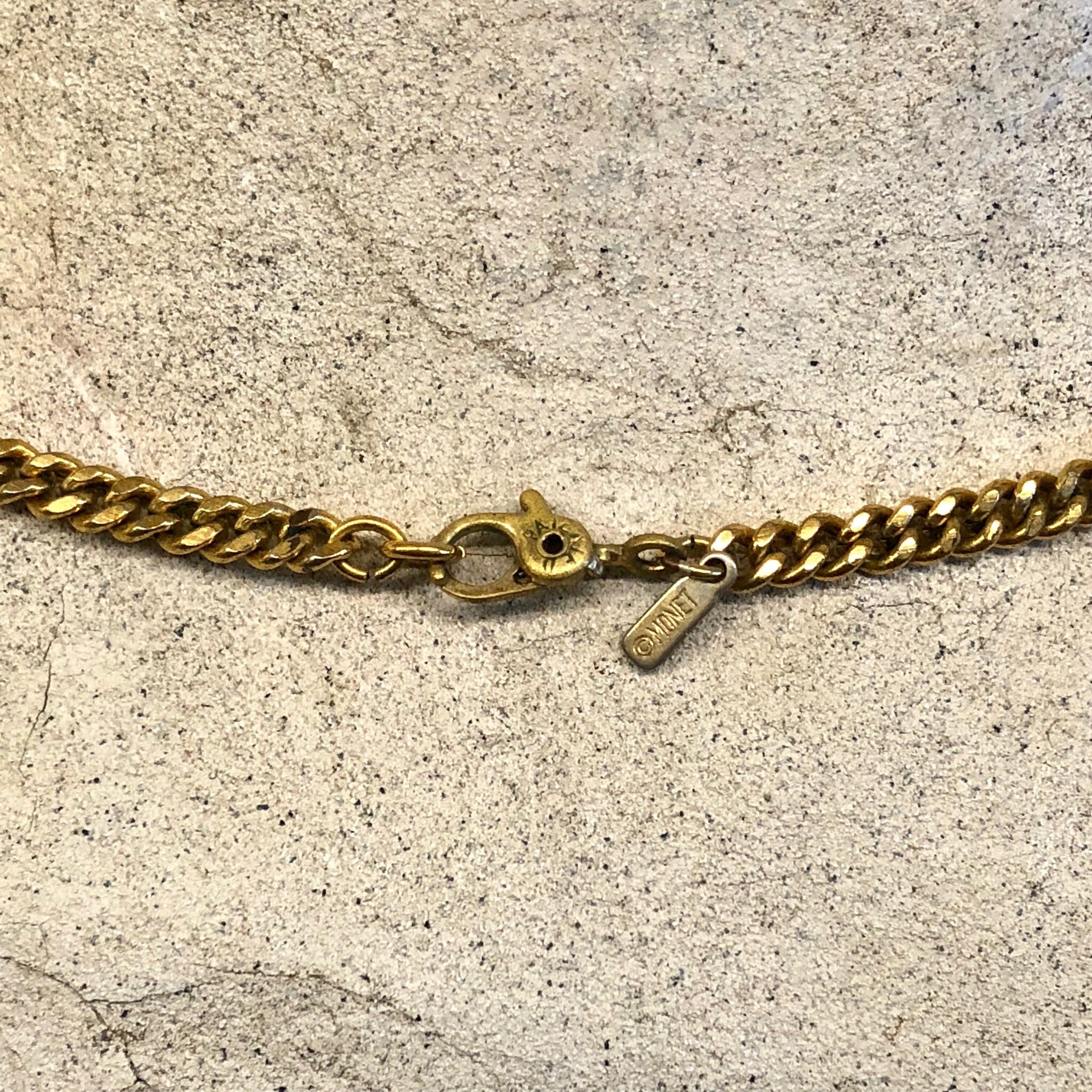 Vintage Necklace, Gold Toned Necklace, Monet Necklace, Chain Necklace, Chain Link, Cuban Link Necklace, Gold Jewelry, Vintage Jewelry, Chain
