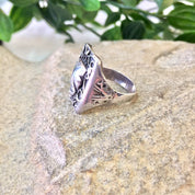 Vintage Silver Ring, Sterling Silver, Vintage Jewelry, Mask Ring, Face Ring, Tribal Jewelry, Ethnic Jewelry, Rectangle Ring, Abstract Ring