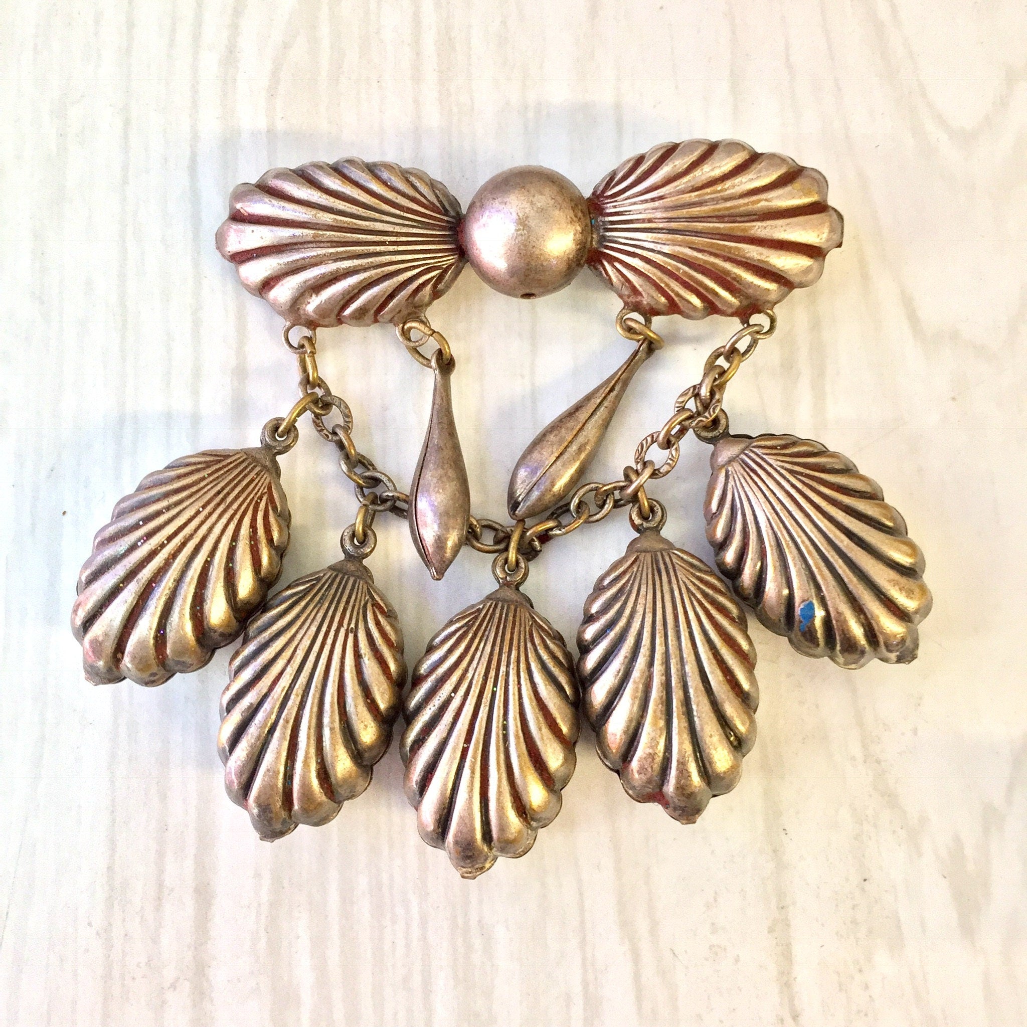 Vintage Brooch, Bow Brooch, Layered Brooch, Silver Tone Pin, Vintage Jewelry, Bow, Dangle Pin, Ornate Brooch, Gift for Mom, Mother's Day