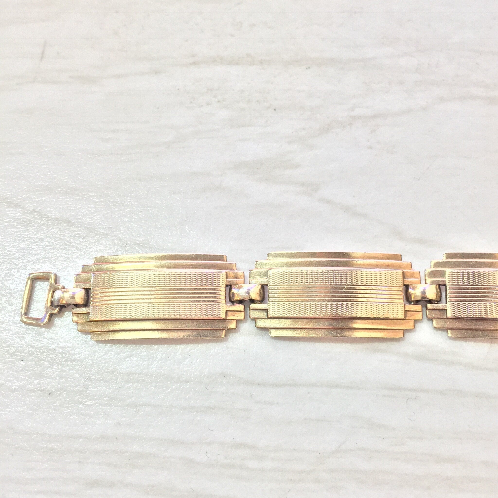 Symmetalic Bracelet, Sterling Silver, 14 Karat Gold, Symmetalic Jewelry, Link Bracelet, 14K Gold, Gold Bracelet, Art Deco Jewelry, Retro