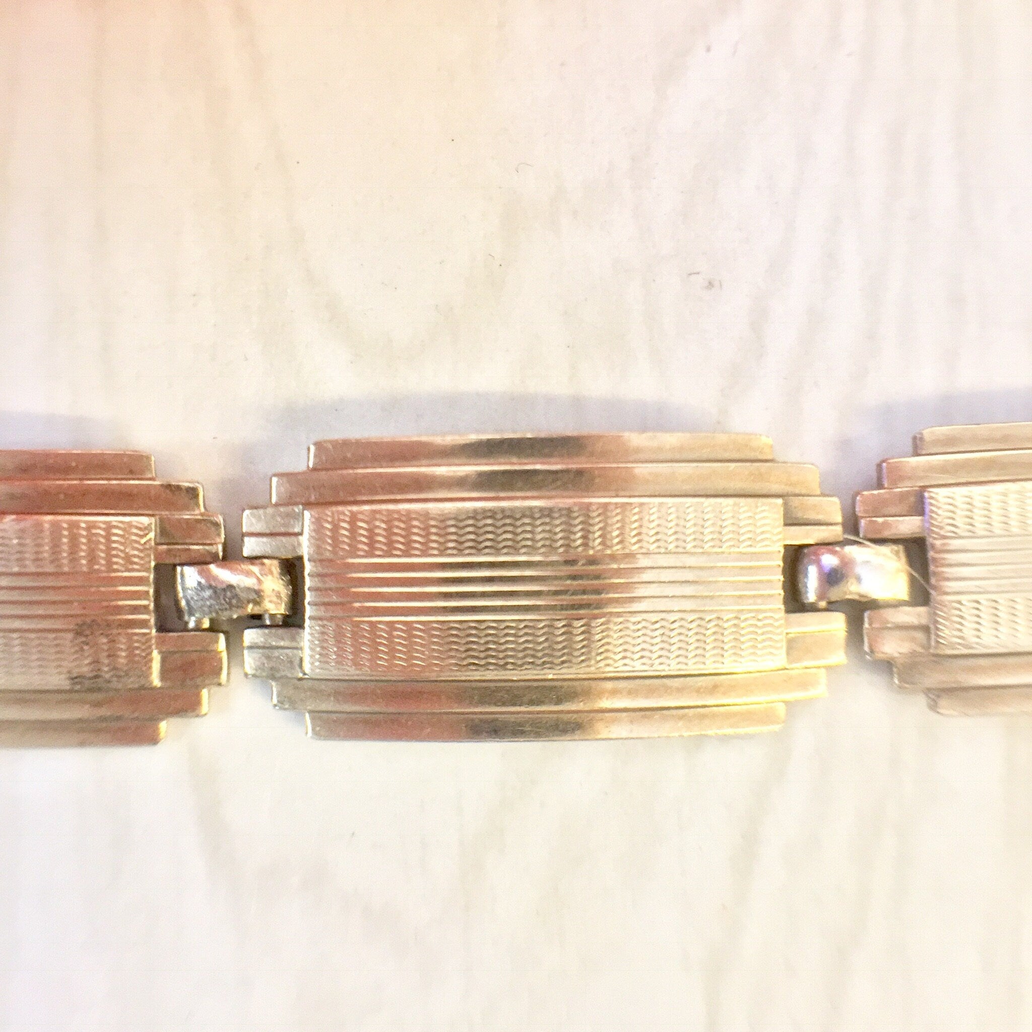 Symmetalic Bracelet, Sterling Silver, 14 Karat Gold, Symmetalic Jewelry, Link Bracelet, 14K Gold, Gold Bracelet, Art Deco Jewelry, Retro