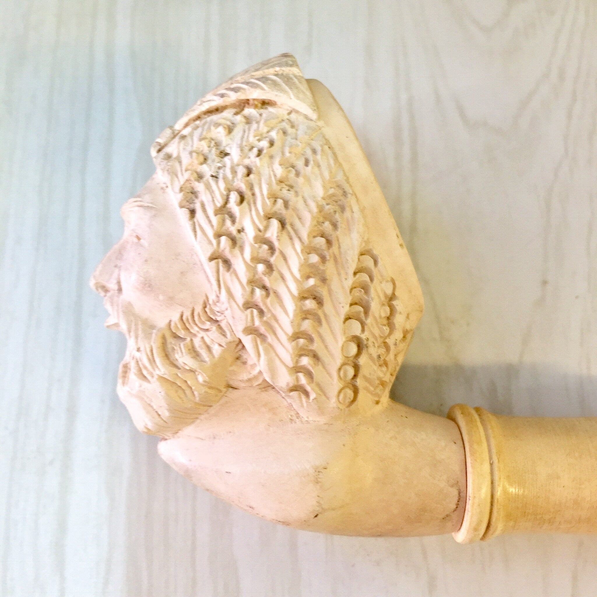 Meerschaum Pipe, Sultan, Smoking Pipe, Tobacco Pipe, White Meerschaum, Hand Carved, Carved Pipe, Man's Face, Bearded Man, Smoker, Pipes