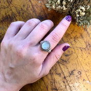 Vintage Silver Ring, Sterling Silver, Vintage Jewelry, Moonstone Ring, Moonstone Jewelry, White Stone, Iridescent Moonstone