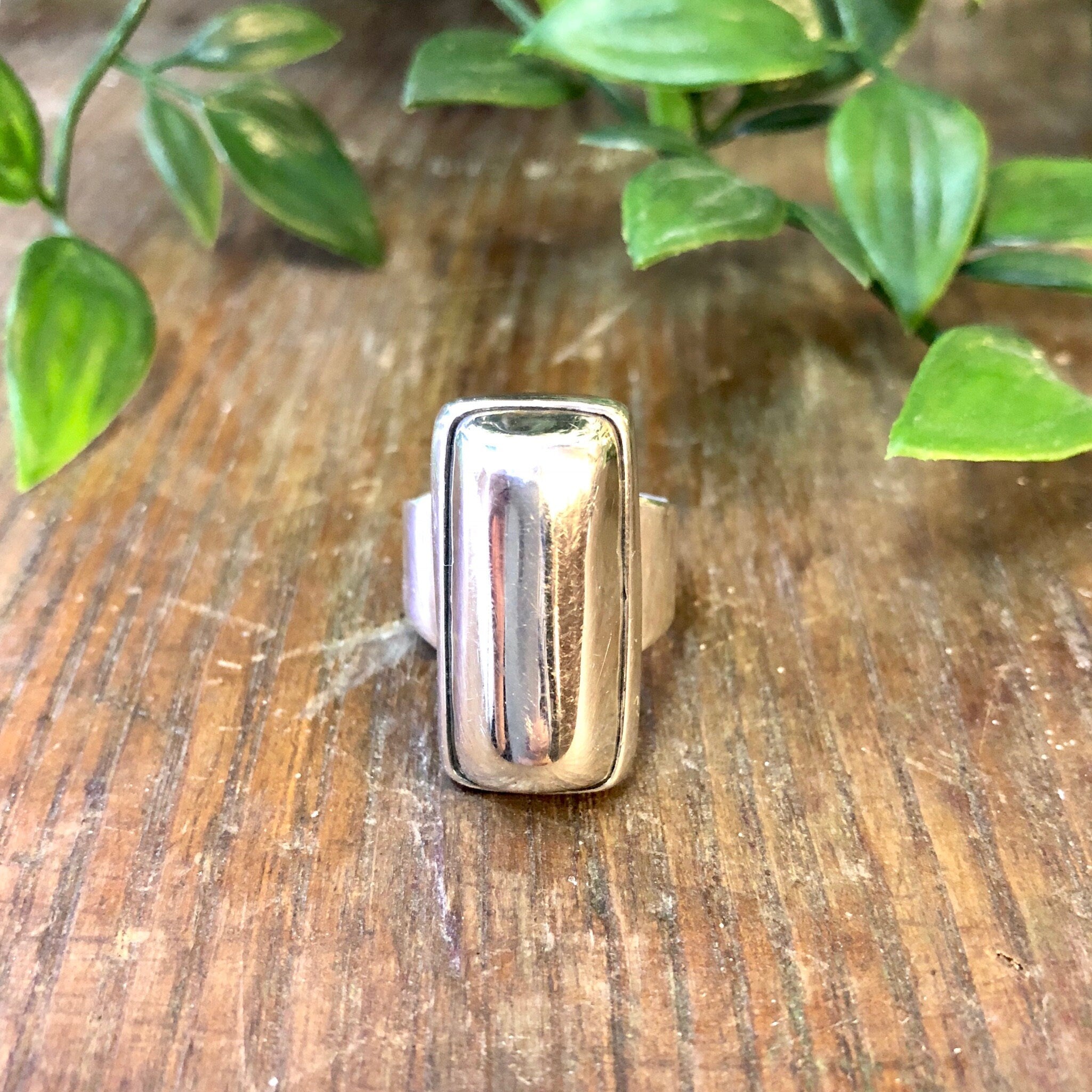Vintage Silver Ring, Minimalist Ring, Sterling Silver, Vintage Jewelry, Large Ring, Statement Jewelry, Rectangle Ring, Thick Band