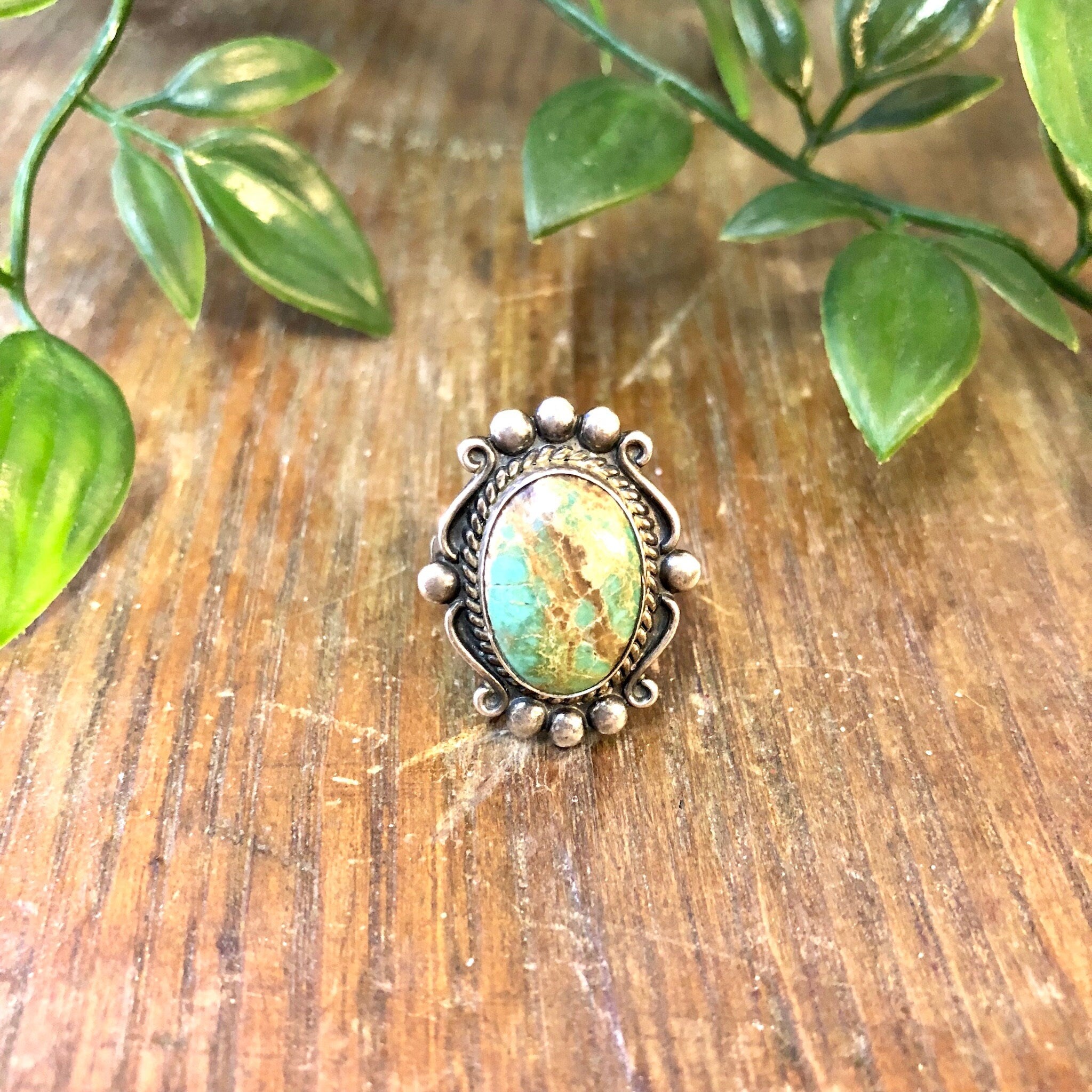 Vintage Silver Ring, Royston Turquoise, Blue Royston, Turquoise Ring, Sterling Silver, Vintage Jewelry, Bohemian Jewelry, Blue, Cabochon
