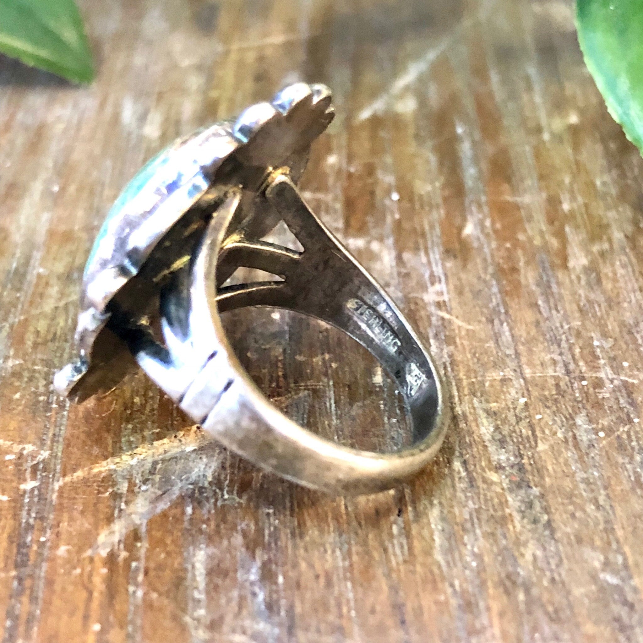 Vintage Silver Ring, Royston Turquoise, Blue Royston, Turquoise Ring, Sterling Silver, Vintage Jewelry, Bohemian Jewelry, Blue, Cabochon