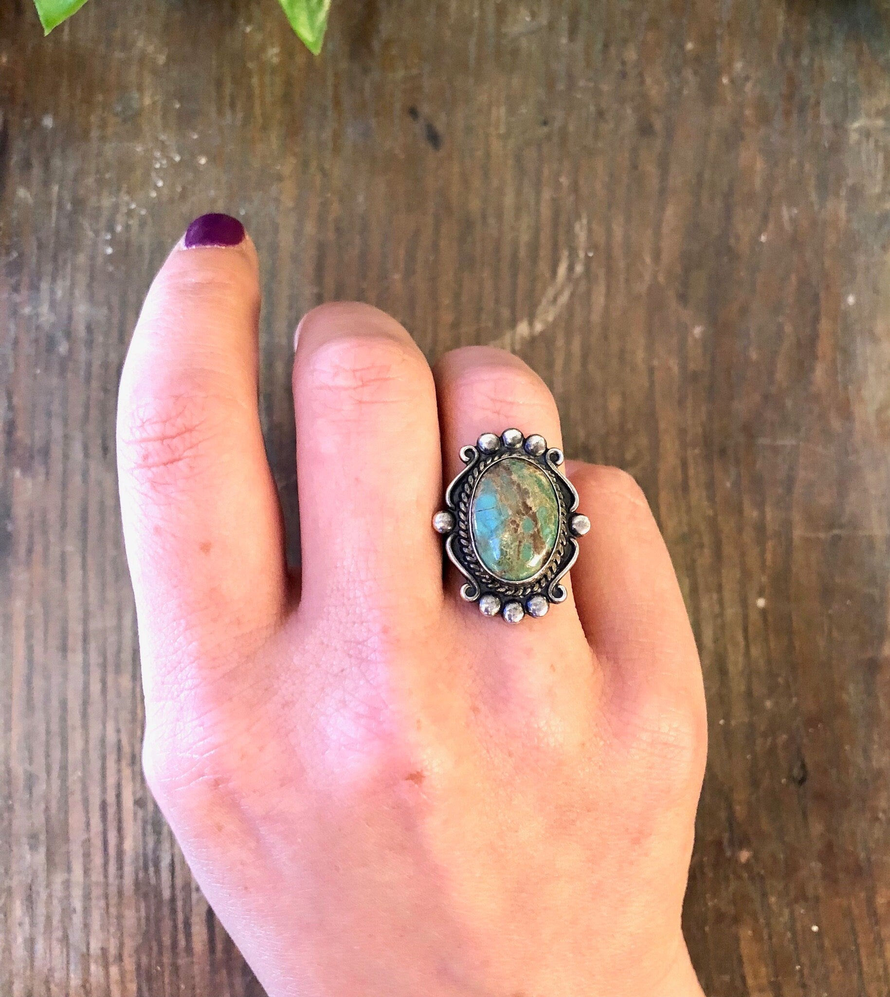 Vintage Silver Ring, Royston Turquoise, Blue Royston, Turquoise Ring, Sterling Silver, Vintage Jewelry, Bohemian Jewelry, Blue, Cabochon