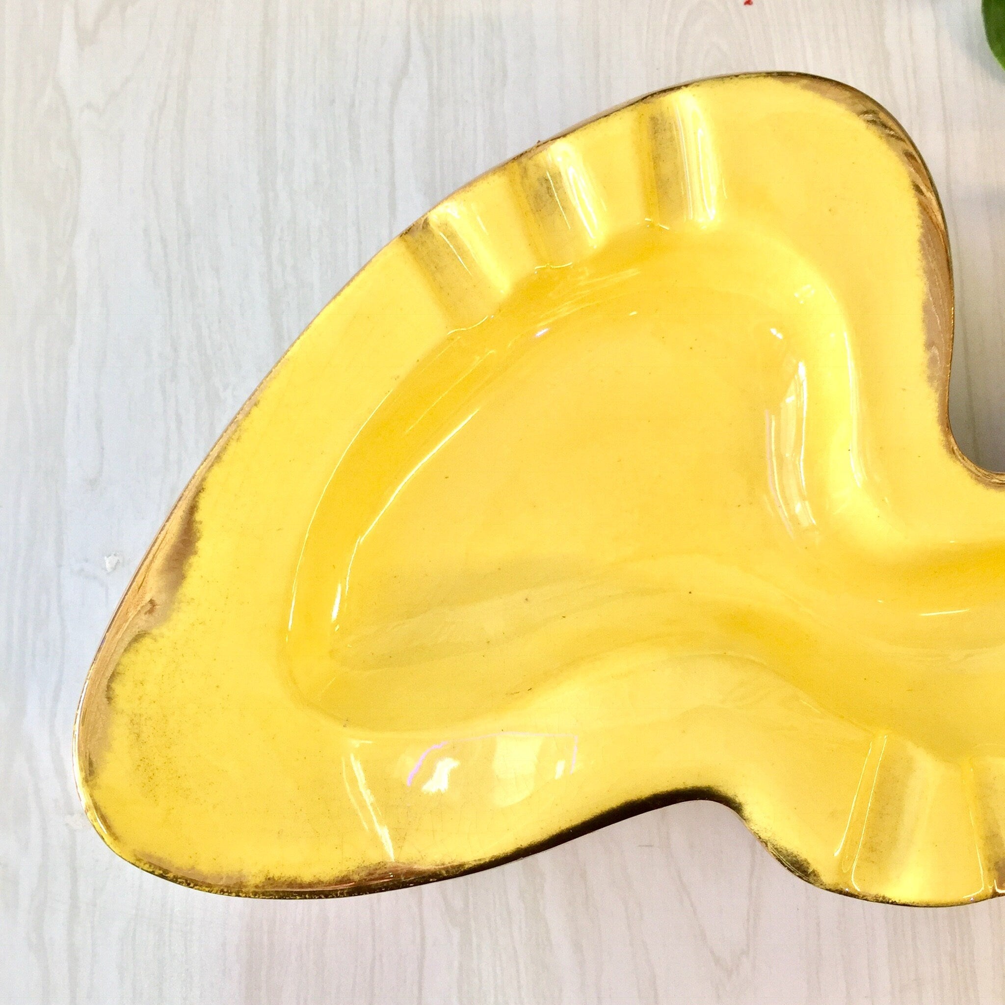 Vintage Ashtray, Midcentury Modern, Yellow Ashtray, MCM Decor, Catch All Dish, Vintage Home Decor, Yellow, Brown, Ashtray, Boomerang, MCM
