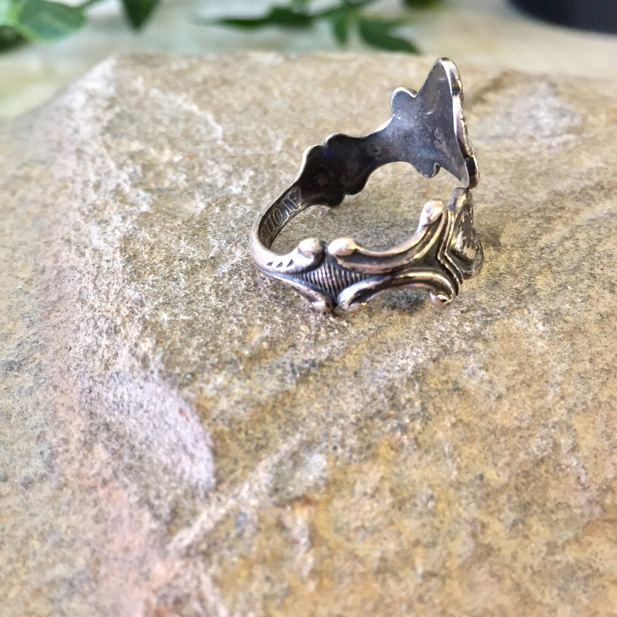 Vintage Silver Ring, Sterling Silver, Vintage Jewelry, Spoon Ring, Heart Ring, Flowers, Avon Ring, Avon Jewelry, Floral Jewelry,Gift for Mom
