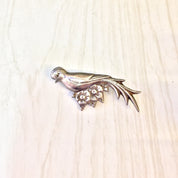 Vintage Silver Brooch, Sterling Silver, Vintage Jewelry, Bird Pin, Flower Pin, Small Brooch, Gift for Mom, Mothers Day Gift, Bird Jewelry
