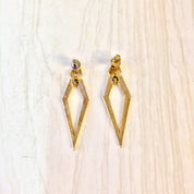 Vintage Earrings, Gold Earrings, Gold Tone Earrings, Geometric Earrings, Retro Jewelry, Vintage Jewelry, Triangle, Diamonds, Costume Jewelry
