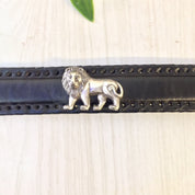 Vintage Brighton Belt, Black Leather Belt, Animal Belt, Silver Tone, Vintage Belt, Vintage Accessories, Lion, Alligator, Lizard, Buffalo