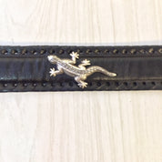 Vintage Brighton Belt, Black Leather Belt, Animal Belt, Silver Tone, Vintage Belt, Vintage Accessories, Lion, Alligator, Lizard, Buffalo