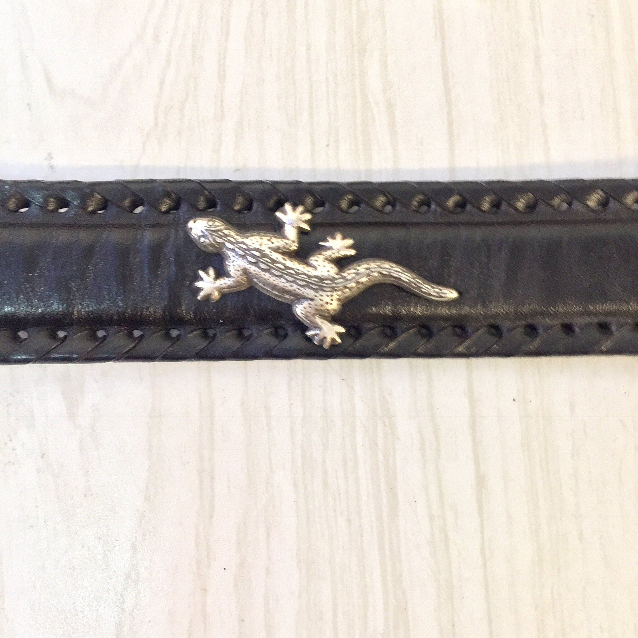 Vintage Brighton Belt, Black Leather Belt, Animal Belt, Silver Tone, Vintage Belt, Vintage Accessories, Lion, Alligator, Lizard, Buffalo