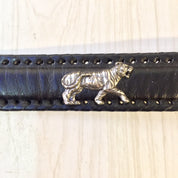 Vintage Brighton Belt, Black Leather Belt, Animal Belt, Silver Tone, Vintage Belt, Vintage Accessories, Lion, Alligator, Lizard, Buffalo