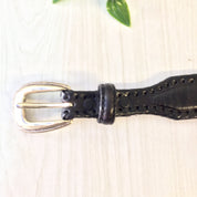 Vintage Brighton Belt, Black Leather Belt, Animal Belt, Silver Tone, Vintage Belt, Vintage Accessories, Lion, Alligator, Lizard, Buffalo