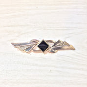 Vintage Silver Brooch, Sterling Silver, Vintage Jewelry, Black Onyx, Vintage Brooch, Pin, Abstract Design, Art Deco Pin, Gift for Mom,