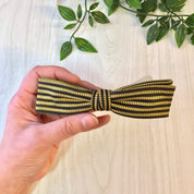 Vintage Bowtie, Vintage Accessories, Vintage Menswear, Suit and Tie, Clip On Bowtie, Bowties, Black, Yellow, Striped Bowtie, Gift for Dad,
