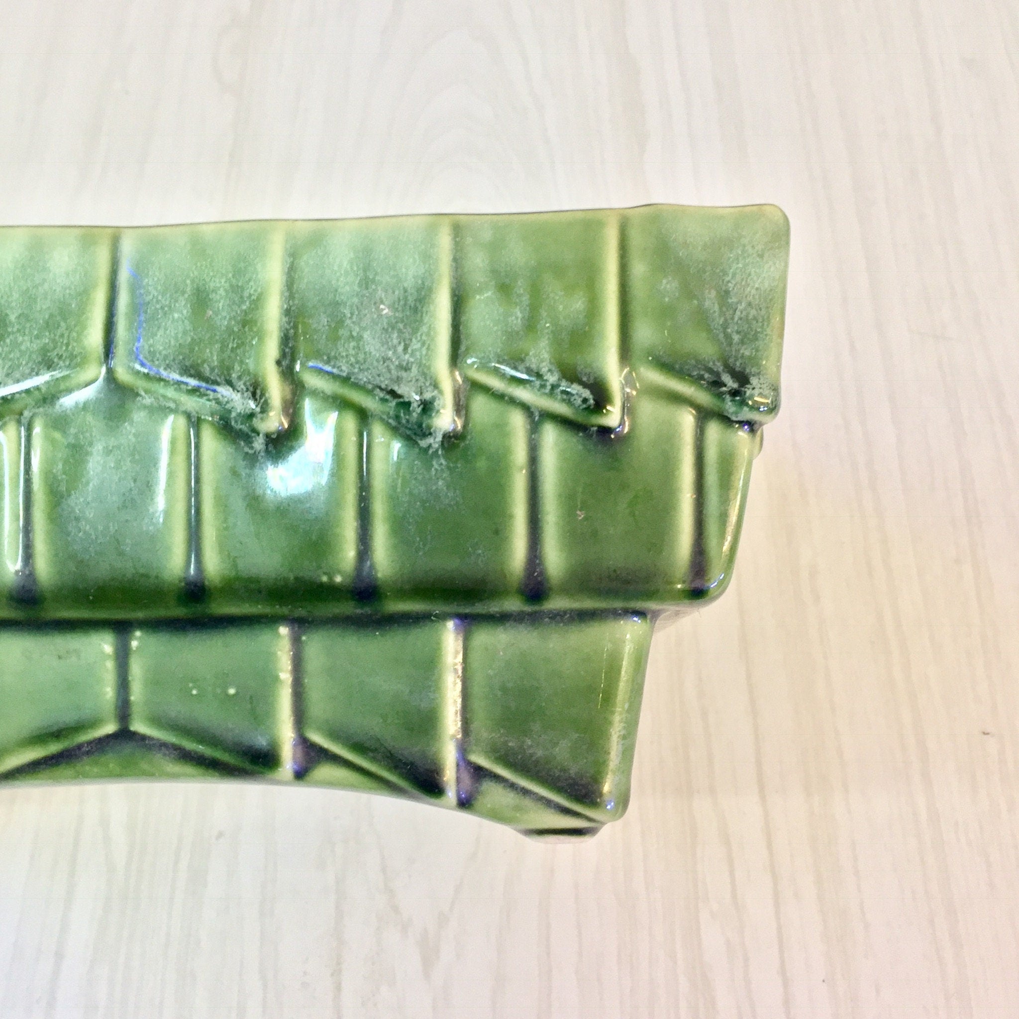 Vintage Green Planter, Cookson Pottery, Jardiniere Planter, Art Deco Planter, Green Pottery, Ceramic, Window Planter, Plant Holder, Flowers,