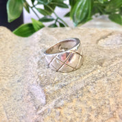 Vintage Silver Ring, Sterling Silver, Vintage Jewelry, Thick Band Ring, Statement Jewelry, X Design, Simple Jewelry, Diamond Pattern, Gift