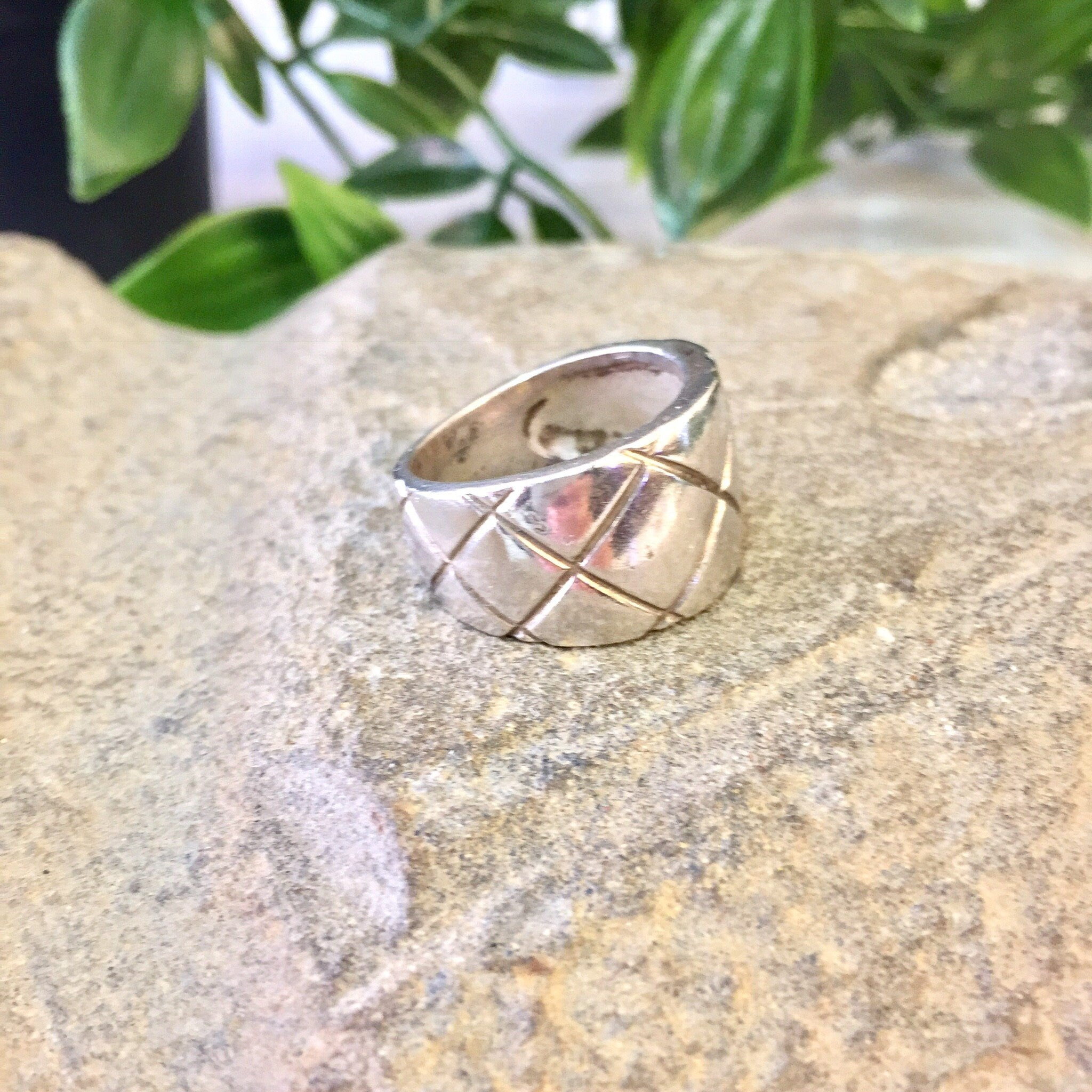 Vintage Silver Ring, Sterling Silver, Vintage Jewelry, Thick Band Ring, Statement Jewelry, X Design, Simple Jewelry, Diamond Pattern, Gift