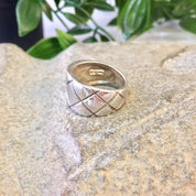Vintage Silver Ring, Sterling Silver, Vintage Jewelry, Thick Band Ring, Statement Jewelry, X Design, Simple Jewelry, Diamond Pattern, Gift