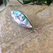 Vintage Silver Brooch, Sterling Silver, Fish Brooch, Vintage Jewelry, Abalone Jewelry, Shell Brooch, Fish Pin, Iridescent Brooch, Purple,