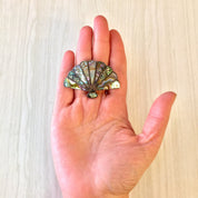 Vintage Silver Brooch, Sterling Silver, Vintage Pendant, Vintage Jewelry, Abalone Jewelry, Shell Jewelry, Fan Brooch, Fan Jewelry, Abalone,
