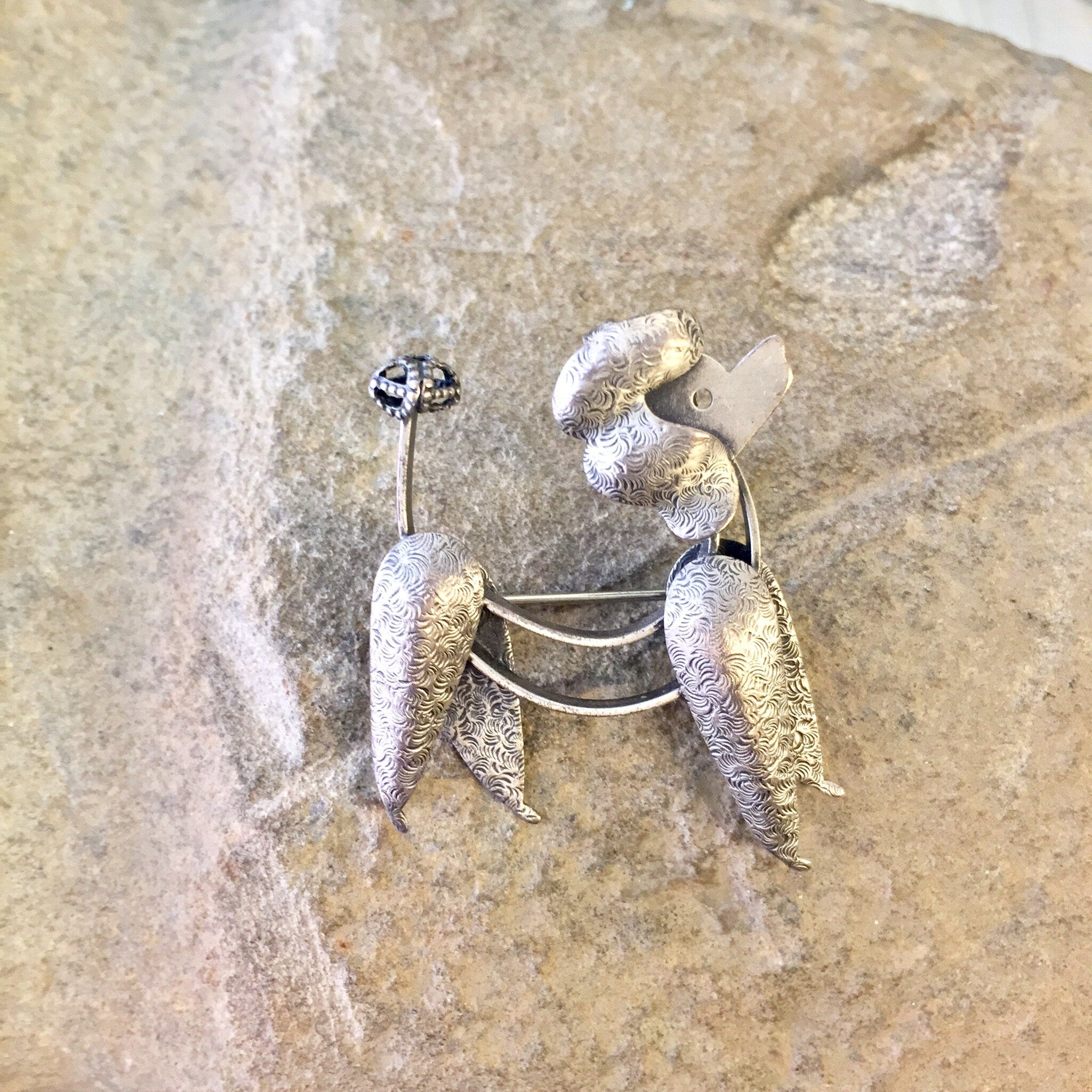 Vintage Silver Brooch, Poodle Brooch, Beau Poodle Brooch, Beau Sterling, Vintage Jewelry, Sterling Silver, Dog Jewelry, Pet Jewelry, Animal