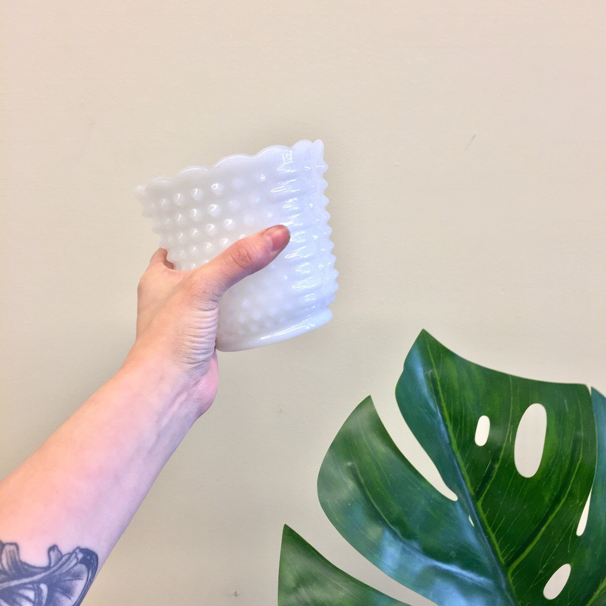 Vintage Milk Glass Planter, Hobnail Milk Glass, Vintage Glass, Planter, Pot, Vintage Home Decor, White Planter, Floral Arrangement, Glass