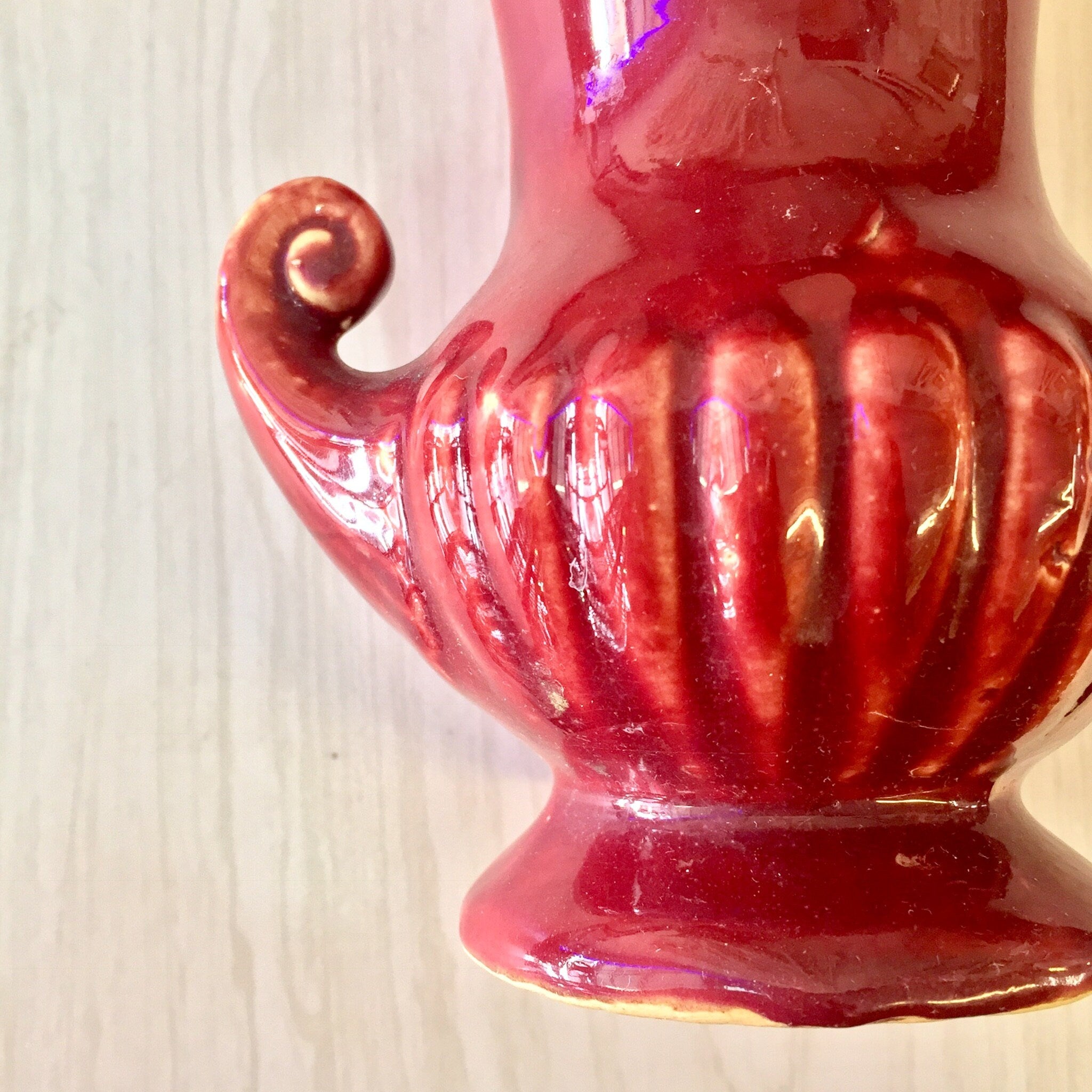 Vintage Vase, Red Ceramic Vase, Glazed Pottery, Red Vase, Small Vase, Centerpiece, Floral Arrangement, Pottery, Flowers, Red, Gift for Mom