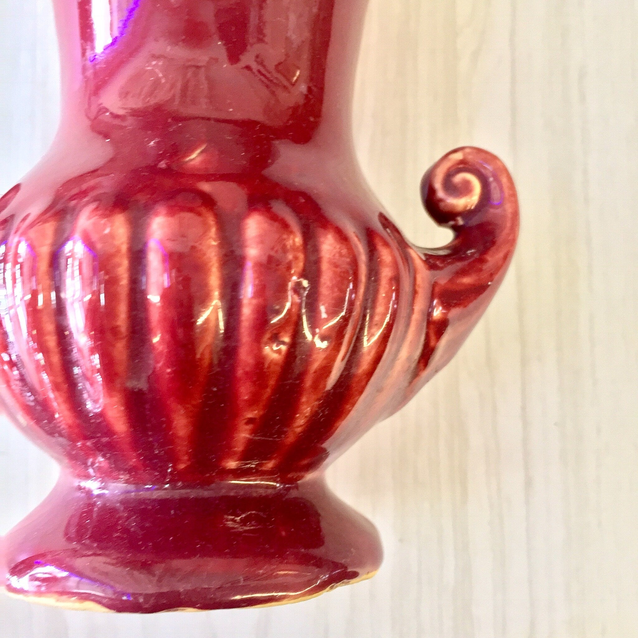 Vintage Vase, Red Ceramic Vase, Glazed Pottery, Red Vase, Small Vase, Centerpiece, Floral Arrangement, Pottery, Flowers, Red, Gift for Mom
