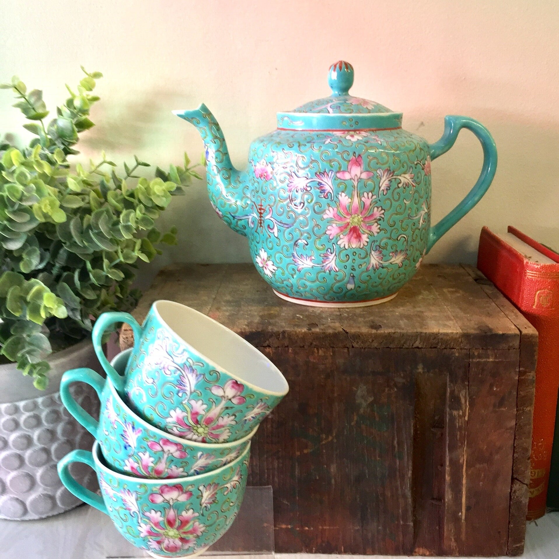 Vintage Teapot Set, Teapot, Tea Cups, Antique Teapot, Asian Teapot, Floral Tea Set, Vintage Tea Set, Coffee, Tea, Vintage Home Decor, Flower