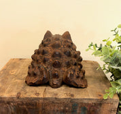 Wood Carved Frog, Hand Carved Frog, Vintage Home Decor, Wooden Frog, Carved Animal, Animal Decor, Frogs, Brown, Black, Green, Mantlepiece