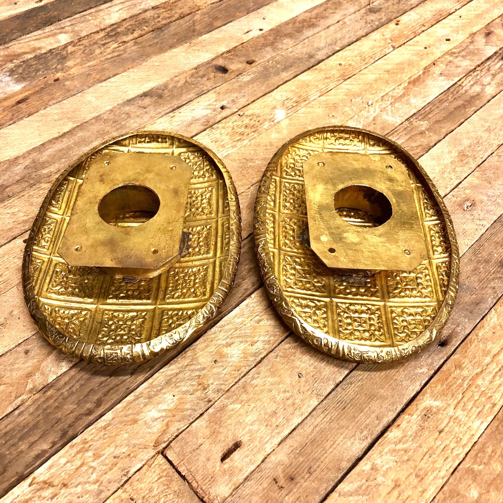 Antique Brass Pulls, Door Pulls, Door Handle, Ornate Brass, Antique Door Knob, Large Door Pulls, Stamped Brass, Vintage Home Decor, Oval