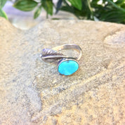 Vintage Silver Ring, Sterling Silver, Feather Ring, Turquoise Jewelry, Vintage Jewelry, Southwestern Ring, Blue Ring, Feather Jewelry, 925