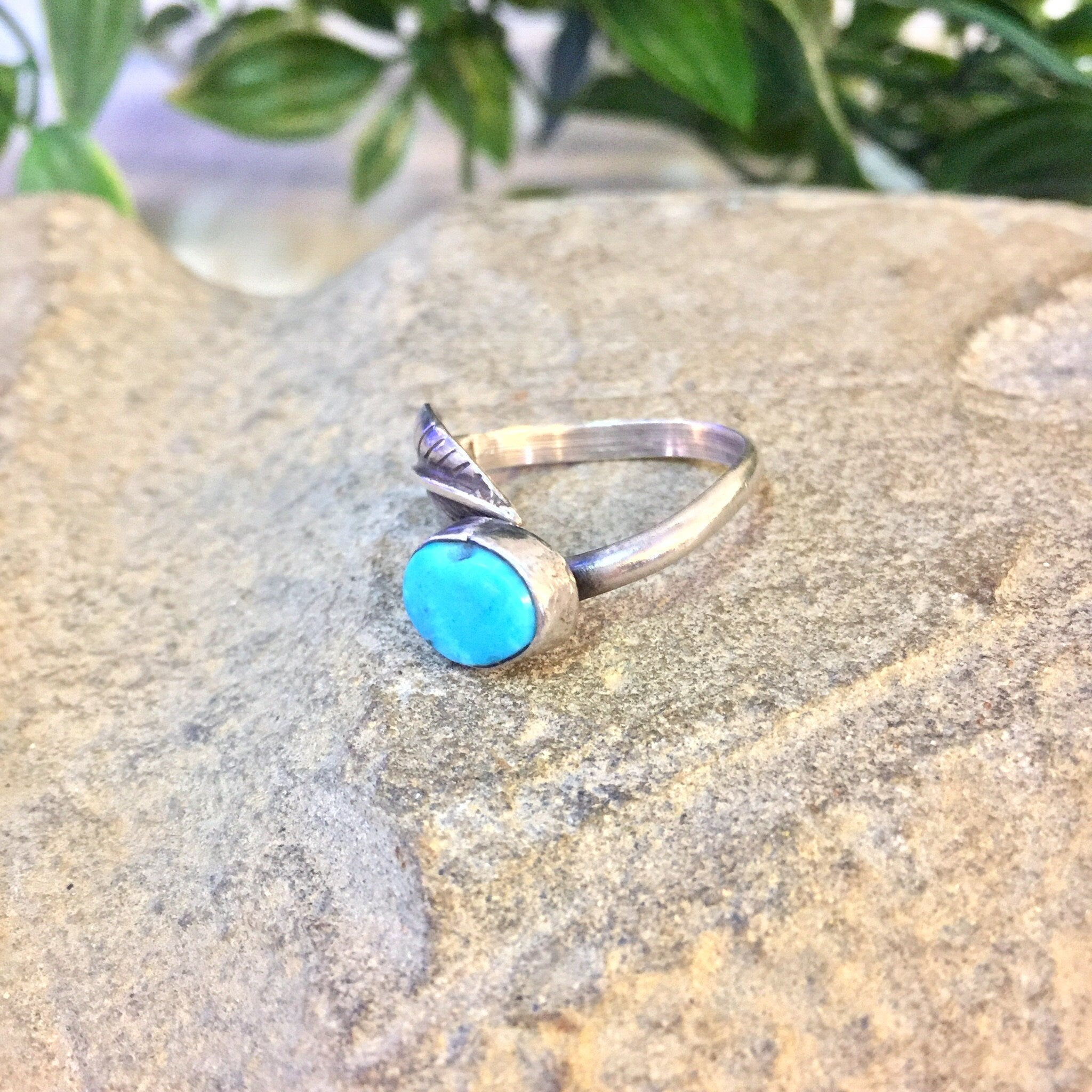Vintage Silver Ring, Sterling Silver, Feather Ring, Turquoise Jewelry, Vintage Jewelry, Southwestern Ring, Blue Ring, Feather Jewelry, 925