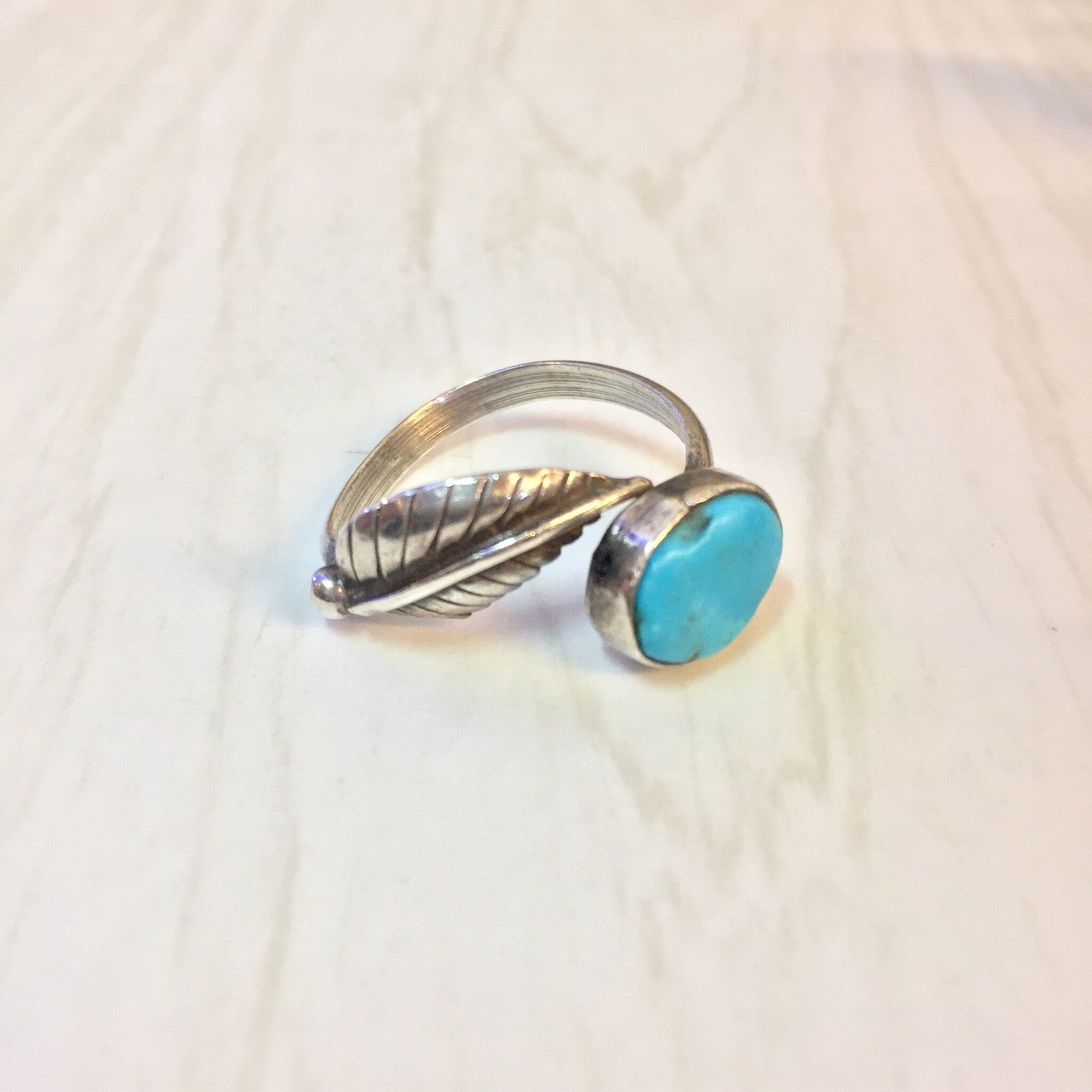 Vintage Silver Ring, Sterling Silver, Feather Ring, Turquoise Jewelry, Vintage Jewelry, Southwestern Ring, Blue Ring, Feather Jewelry, 925