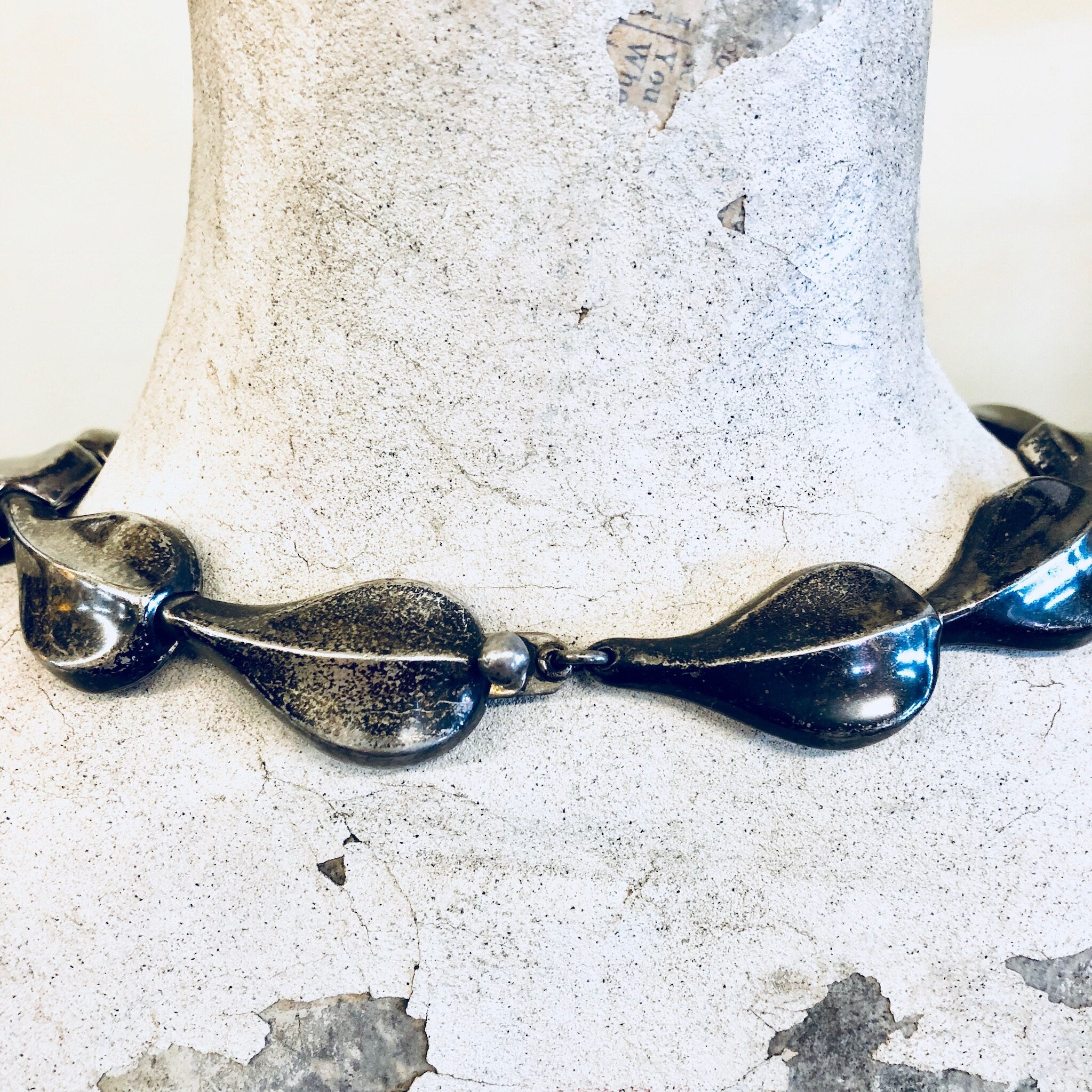 Vintage Silver Necklace, Sterling Silver, Vintage Jewelry, Silver Necklace, Silver Choker, Statement Jewelry, Large Necklace, Made in Mexico