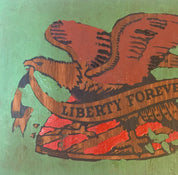 Vintage Wall Hanging, Liberty Forever, Eagle Painting, Liberty Painting, Green, Red, Painting on Wood, Brown, Wood Painting, Handmade