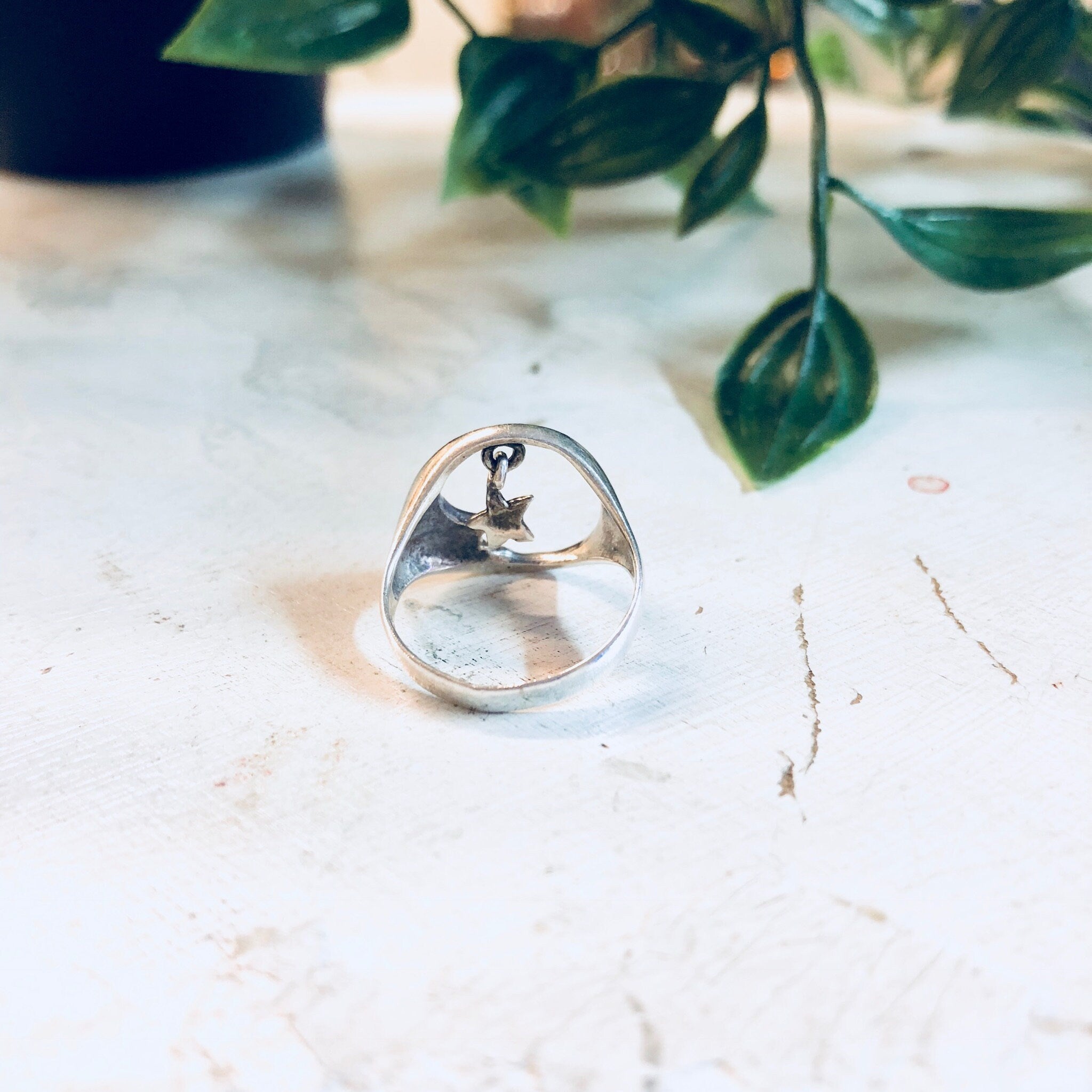 Vintage Silver Ring, Sterling Silver, Vintage Jewelry, Moon Ring, Star Ring, Bohemian Jewelry, Boho Style, Cut Out Ring, Promise Ring