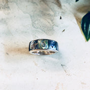 Vintage Silver Ring, Sterling Silver, Abalone Ring, Vintage Jewelry, Abalone and Silver, Shell Jewelry, Large Ring, Thumb Ring, Blue, Purple