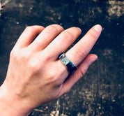 Vintage Silver Ring, Sterling Silver, Abalone Ring, Vintage Jewelry, Abalone and Silver, Shell Jewelry, Large Ring, Thumb Ring, Blue, Purple